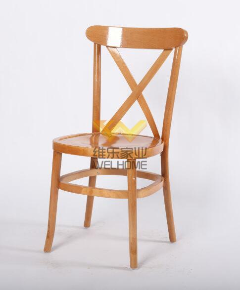 Natural wooden vineyard crossback chair for wedding/event